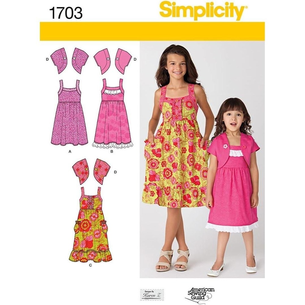 Simplicity 1703 Sewing Pattern‎ For Girls Dresses Bolero Sizes 3-6